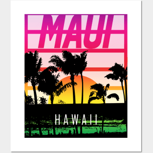 Hawaiian Tropical Sunset Beach and Palm Posters and Art